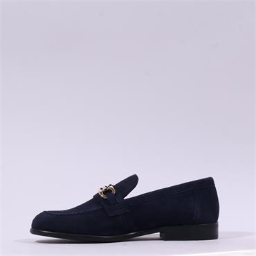 Wonders Classic Link Suede Loafer - Dark Navy Suede